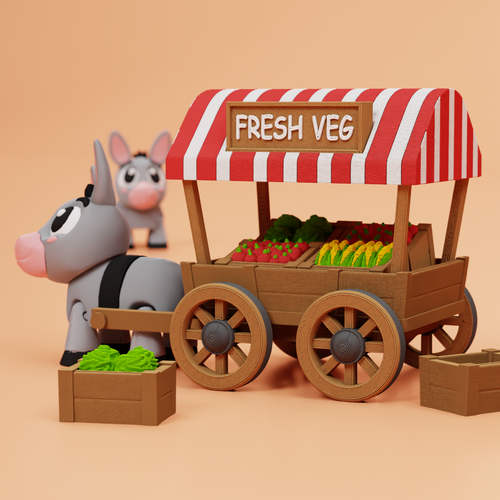 Donkey Vegetable Market Cart Playset