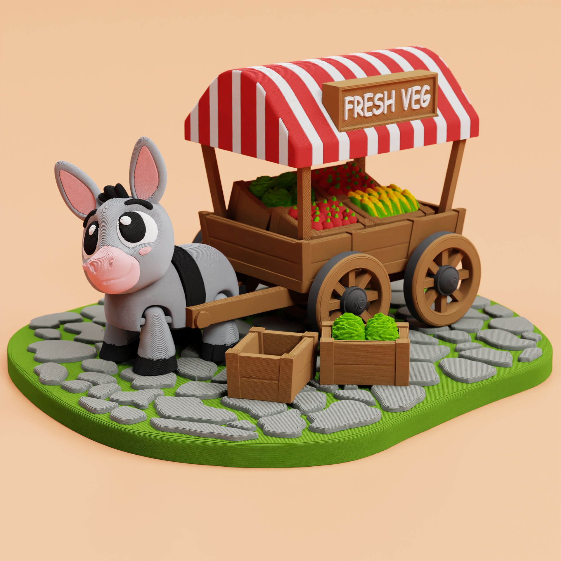 Donkey Vegetable Market Cart Playset