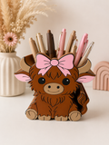 Highland Cow Bow Pen Holder