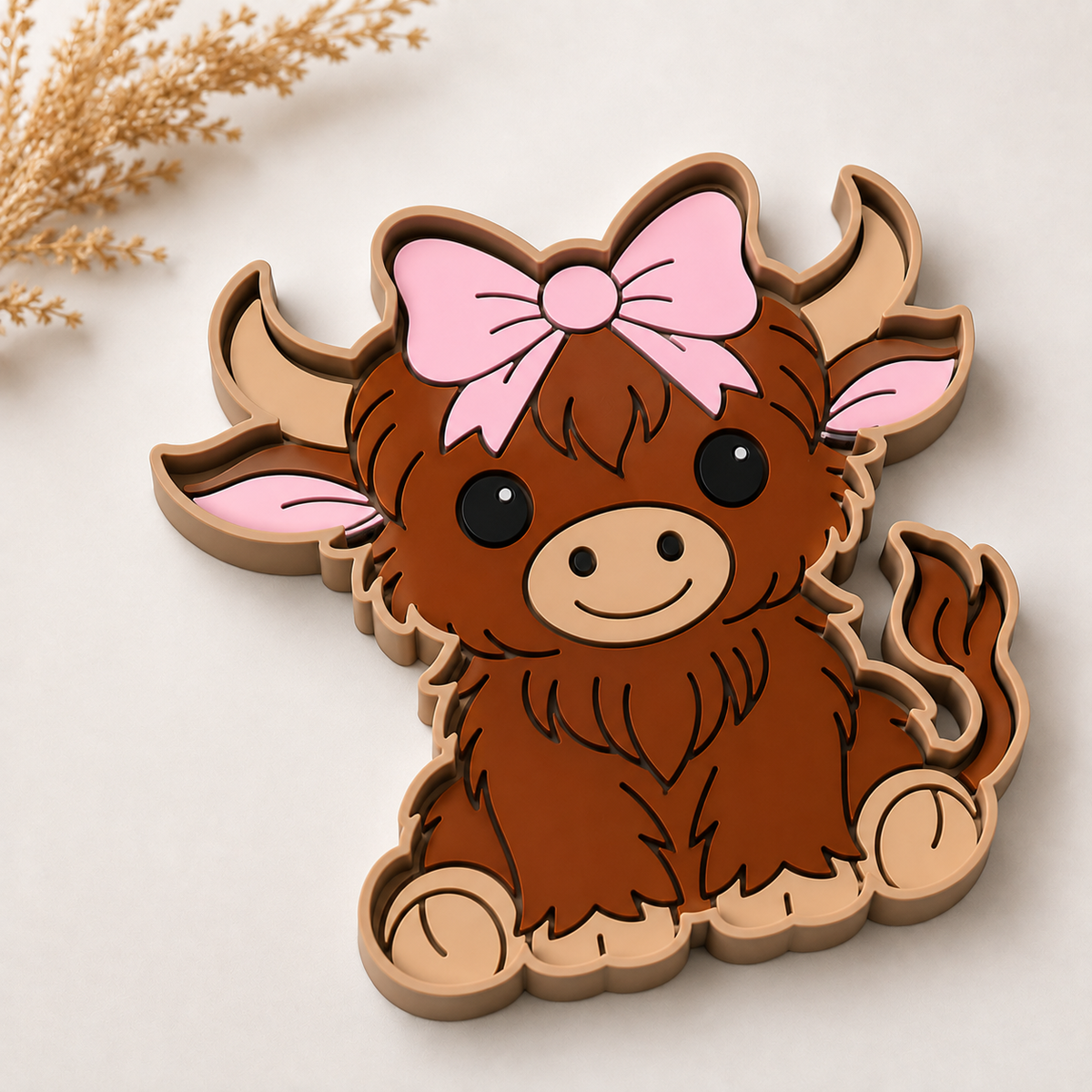Highland Cow Bow XL Trinket Tray